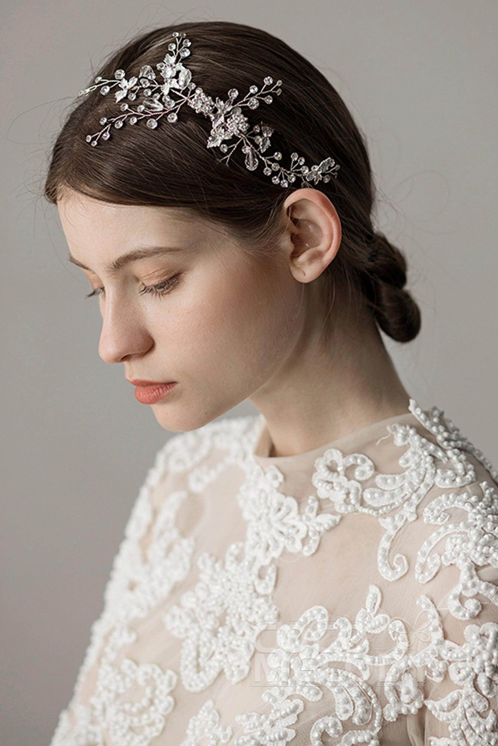 Fashion Alloy Hair Combs with Crystals Rhinestone AH18018 - COCOMELODY